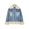NotAwear Fleeced Patchwork Washed Denim Jacket