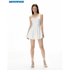 NotAwear Folded Elastic Jacquard Sling Dress White