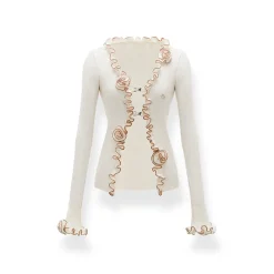 NotaWear French Flower Edge Cutting Knit Top
