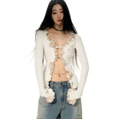 NotaWear French Flower Edge Cutting Knit Top