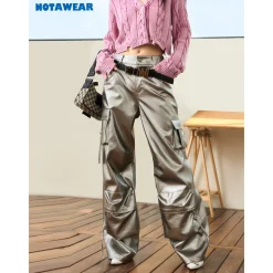 NotAwear Glossy Leather Cargo Pants Sliver