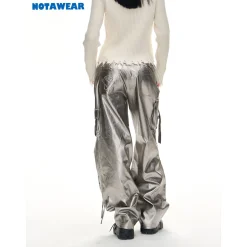 NotAwear Glossy Leather Cargo Pants Sliver