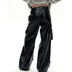NotAwear Glossy Leather Cargo Pants Black