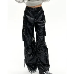 NotAwear Glossy Leather Cargo Pants Black