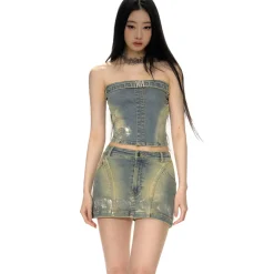 NotaWear Gradient Denim Wrapped Skirt