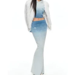 NotAwear Gradient Fuzzy Long Knit Skirt