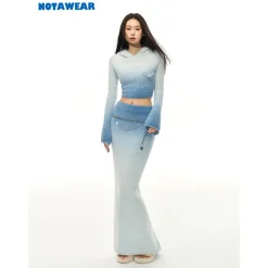 NotAwear Gradient Fuzzy Long Knit Skirt