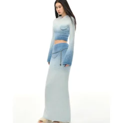 NotAwear Gradient Fuzzy Long Knit Skirt