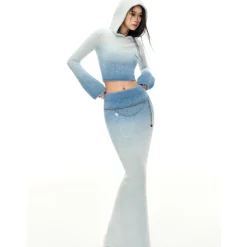 NotAwear Gradient Fuzzy Long Knit Skirt