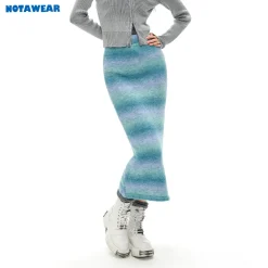 NotAwear Gradient Woolen Mohair Slim Long Skirt
