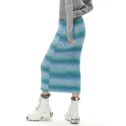 NotAwear Gradient Woolen Mohair Slim Long Skirt