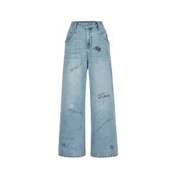 NotAwear Graffiti High Waist Wide-Leg Jeans
