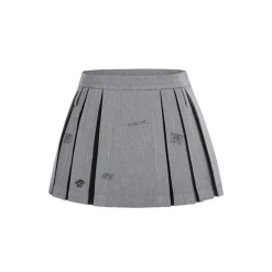 NotAwear Graffiti Logo Embroidered Pleated Skirt Grey