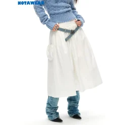 NotAwear High Waist Cargo Long Skirt White