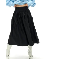 NotAwear High Waist Cargo Long Skirt Black