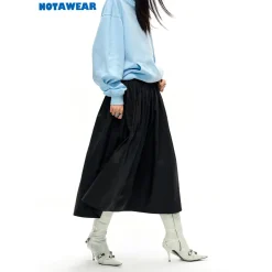 NotAwear High Waist Cargo Long Skirt Black