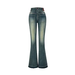 NotAwear High Waist Cutting Out Washed Bootcut Jeans