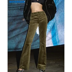 NotAwear High Waist Slim Corduroy Flare Pants
