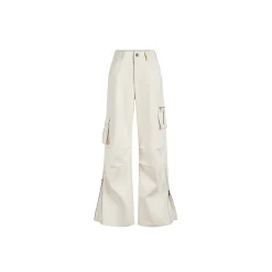 NotAwear High Waist Zipper Cargo Pants Cream
