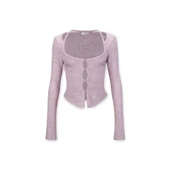 NotAwear Hollow Cutting Slim Knit Cardigan Purple