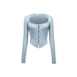 NotAwear Hollow Cutting Slim Knit Cardigan Blue
