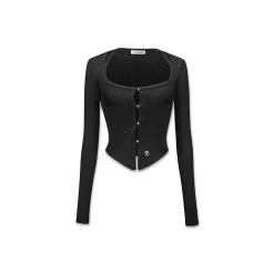 NotAwear Hollow Cutting Slim Knit Cardigan Black