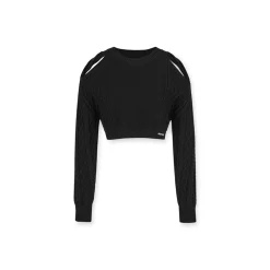 NotAwear Hollow Out Cutting Crop Knit Sweater Black