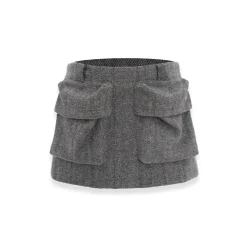 NotAwear Ivy Style Woolen Cargo Skirt Shorts Grey