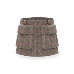 NotAwear Ivy Style Woolen Cargo Skirt Shorts Khaki