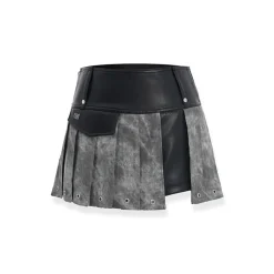 NotAwear Leather Patchwork Pleated Skirt