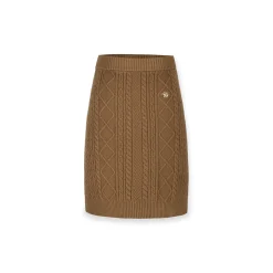 NotAwear Logo Embroidery Twisted Knit Skirt Brown