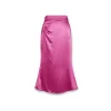 NotAwear Logo Embroidery Ripple Long Satin Skirt Rose Red