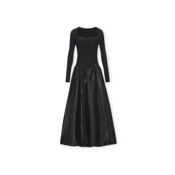 NotAwear Logo Embroidery Square Neck Knit Dress Black