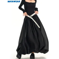 NotAwear Logo Embroidery Square Neck Knit Dress Black