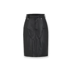 NotAwear Matte Elasticity Leather Skirt Black