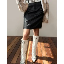 NotAwear Matte Elasticity Leather Skirt Black