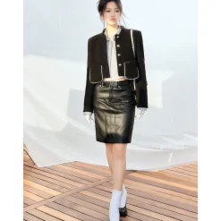 NotAwear Matte Elasticity Leather Skirt Black