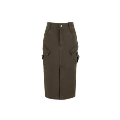 NotAwear Pocket Cargo Denim Split Long Skirt