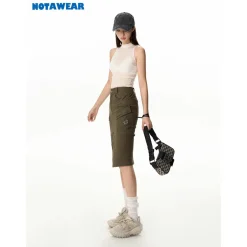 NotAwear Pocket Cargo Denim Split Long Skirt