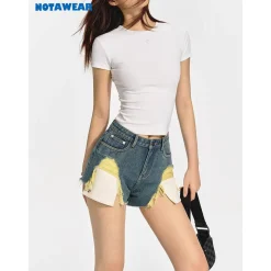 NotAwear Pocket Destroyed Wash Denim Shorts