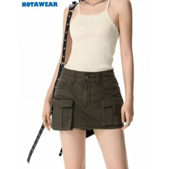 NotAwear Pockets Cargo Denim Skirt Shorts