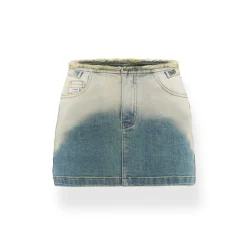 NotaWear Raw Waistline Gradient Denim Mini Skirt Blue