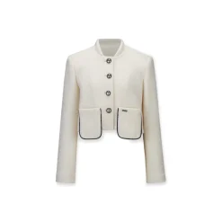 NotAwear Silver Button Short Woolen Blazer White