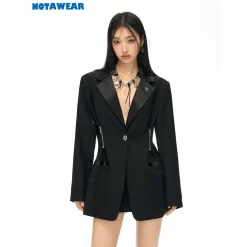 NotAwear Slim Zipper Waist Blazer Black