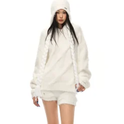 NotAwear Slouchy Hooded Fuzzy Woolen Sweater