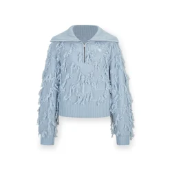 NotAwear Tassel Lapel Half-Zip Knit Sweater Blue