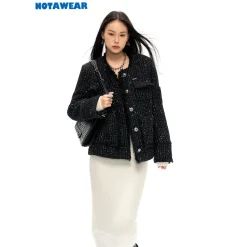 NotAwear Tassel Woolen Tweed Jacket Black