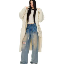 NotAwear Thickened Creamy Hooded Oversized Cardigan