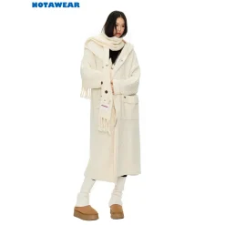 NotAwear Thickened Creamy Hooded Oversized Cardigan