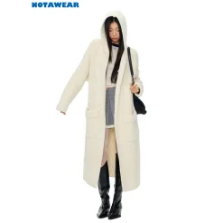 NotAwear Thickened Creamy Hooded Oversized Cardigan